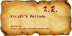 Kirják Relinda névjegykártya